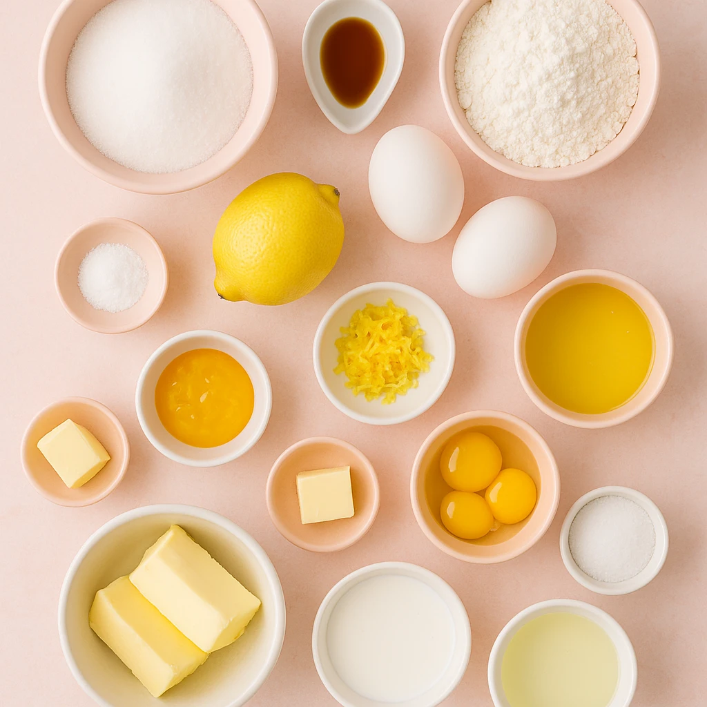 Ingredients for lemon meringue cupcakes