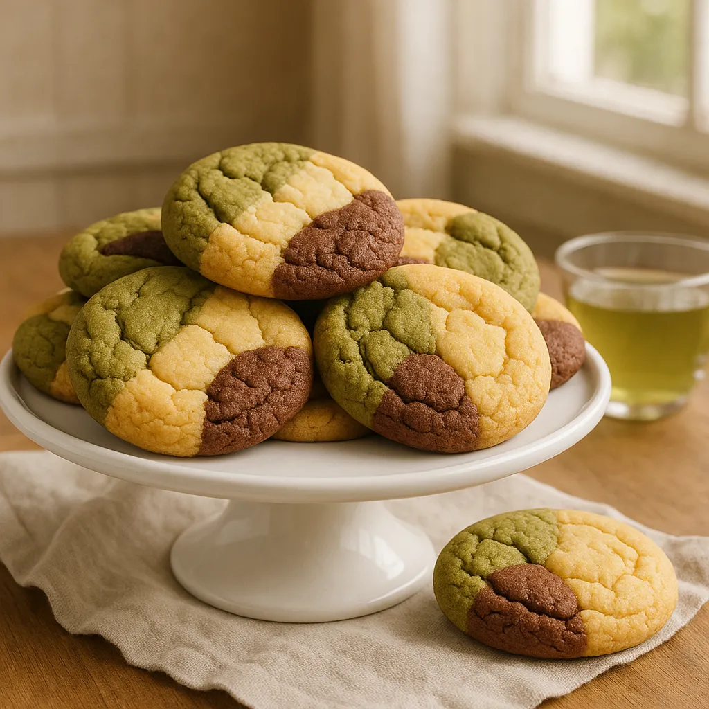 Served matcha neapolitan sugar cookies