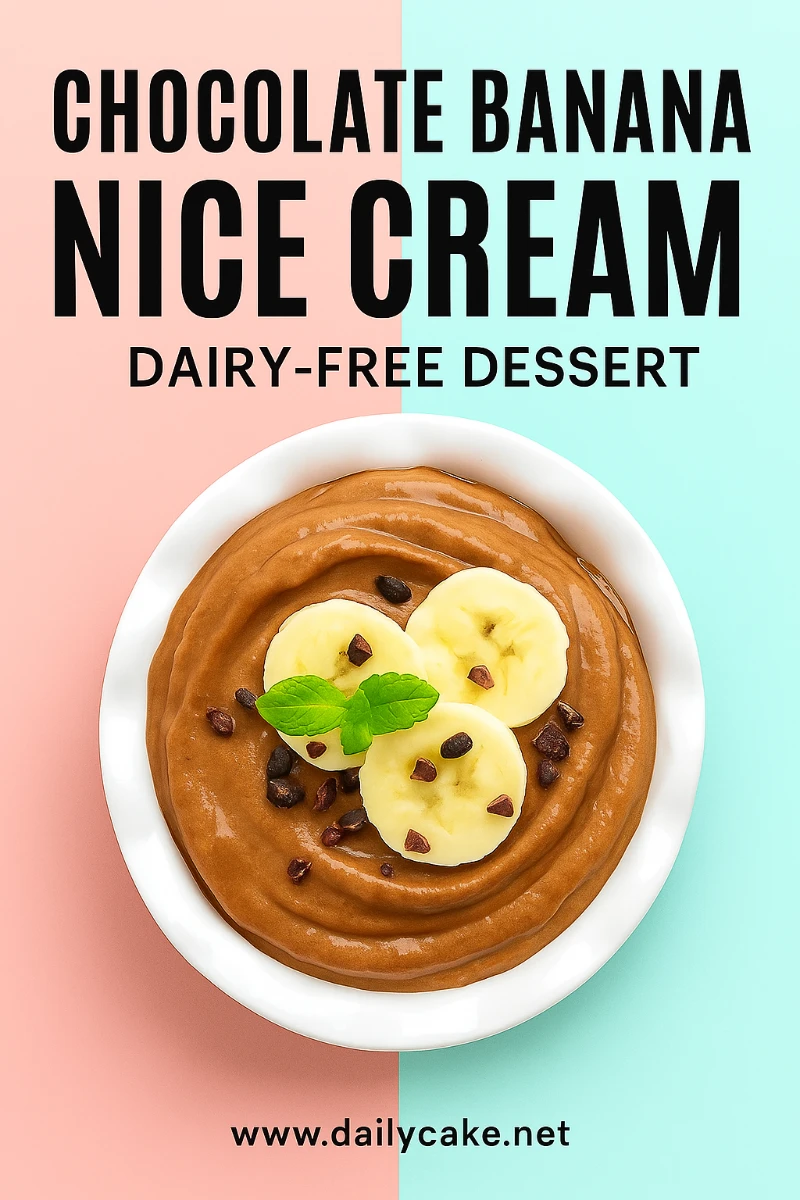 Pinterest graphic for chocolate banana nice cream recipe