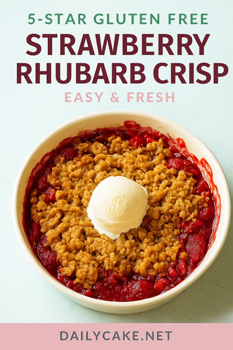 Pinterest pin for gluten free strawberry rhubarb crisp recipe