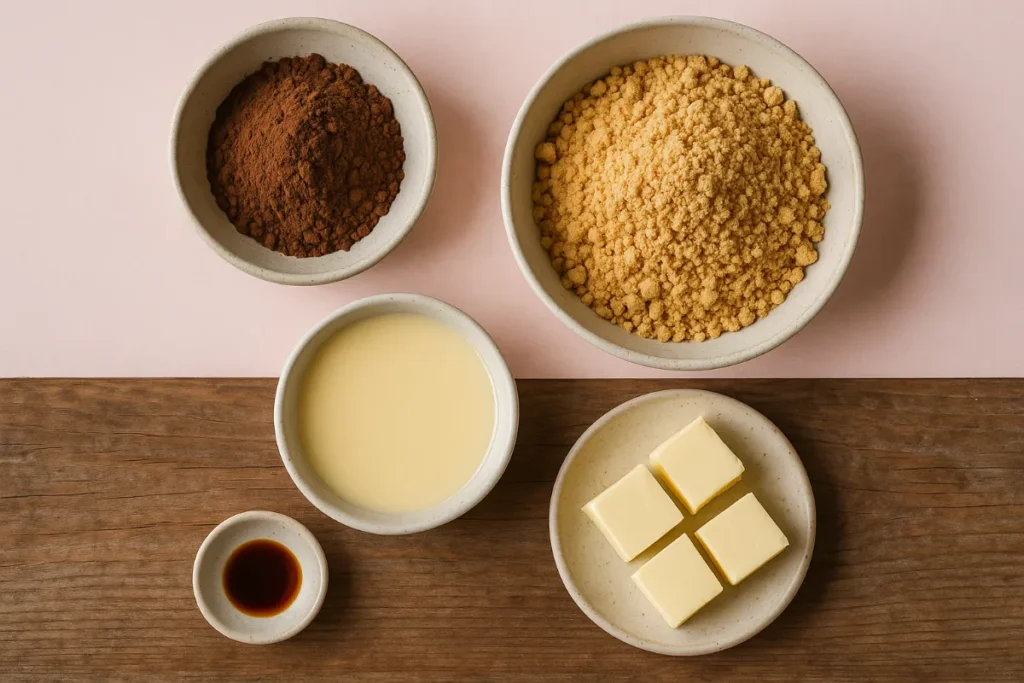 lazy cat cake ingredients flat lay