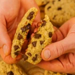 Stack of homemade protein oatmeal cookies on a rustic plate