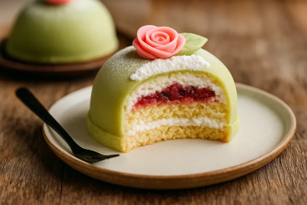 sliced vegan swedish princess cake