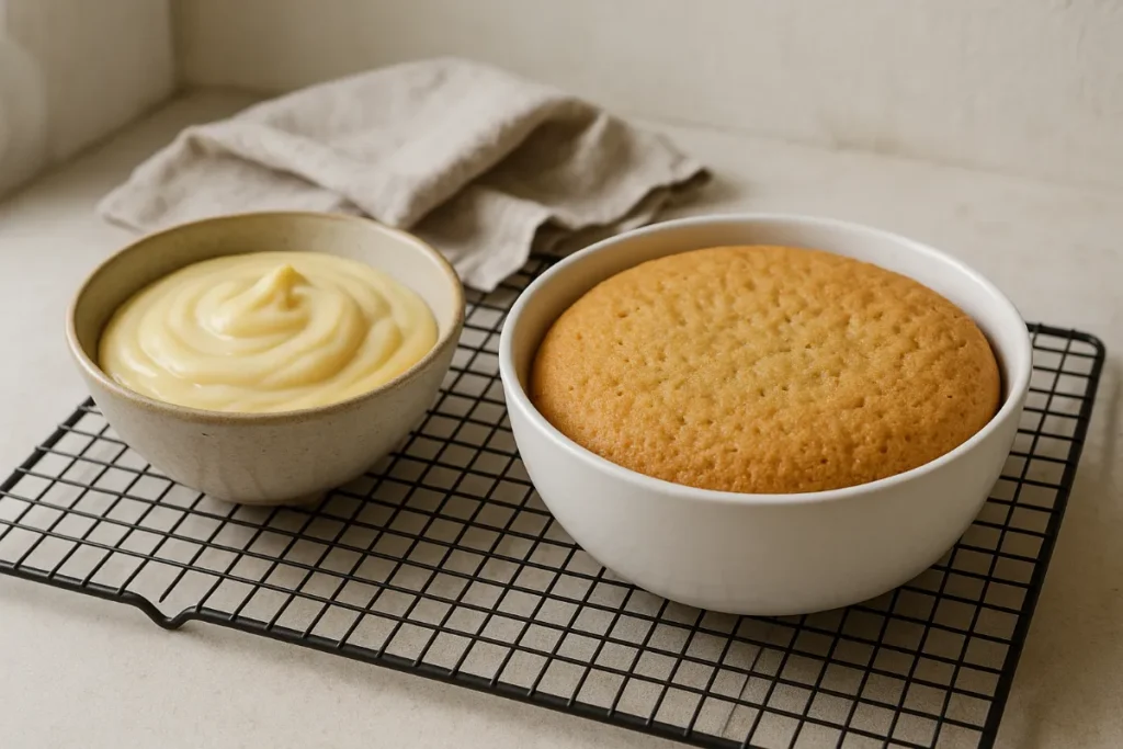 vegan sponge cake and custard