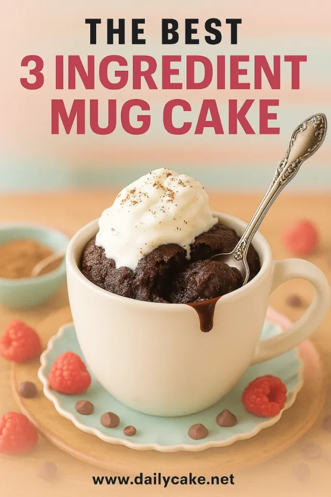 Pinterest pin for 3 ingredient mug cake recipe