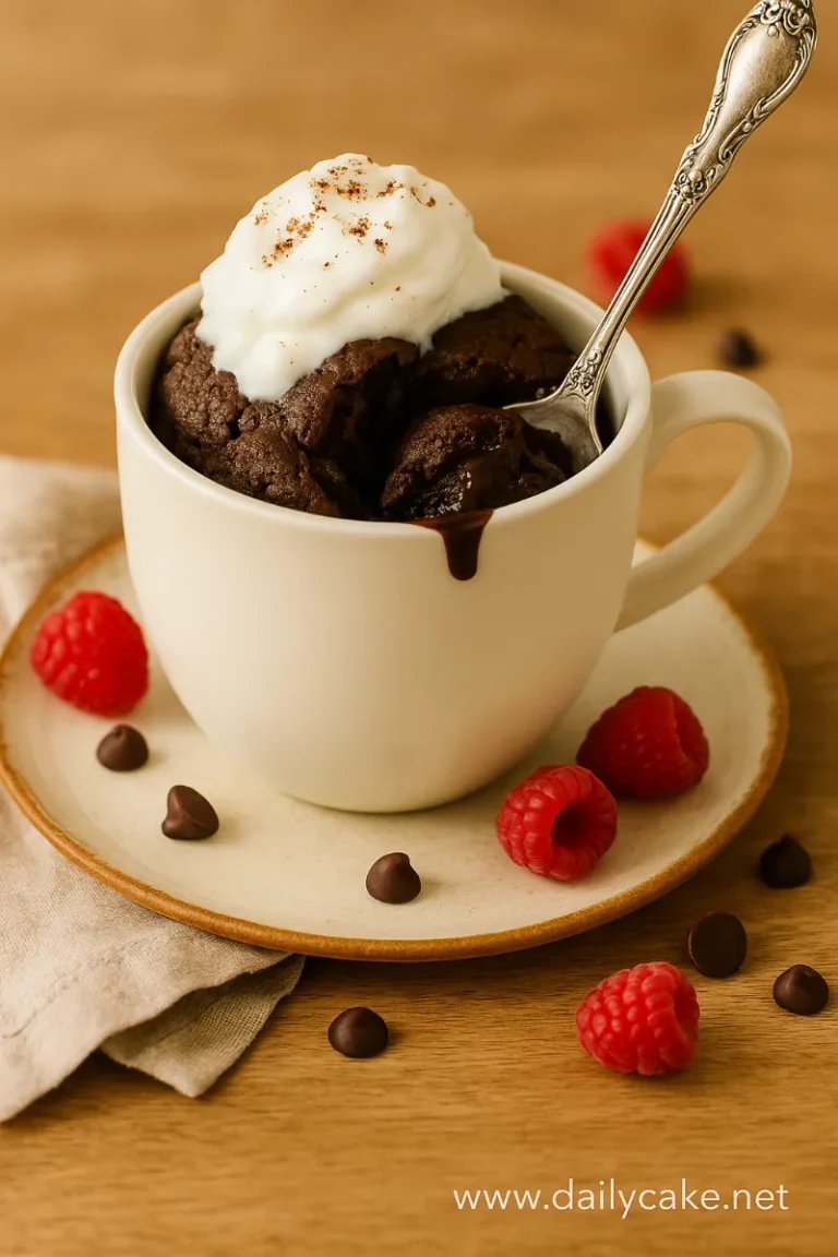 Serving 3 ingredient mug cake with spoon