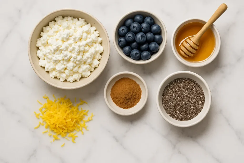 ingredients for blueberry cottage cheese