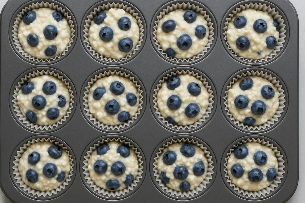 muffin batter with blueberry cottage cheese