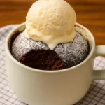 chocolate mug cake with ice cream