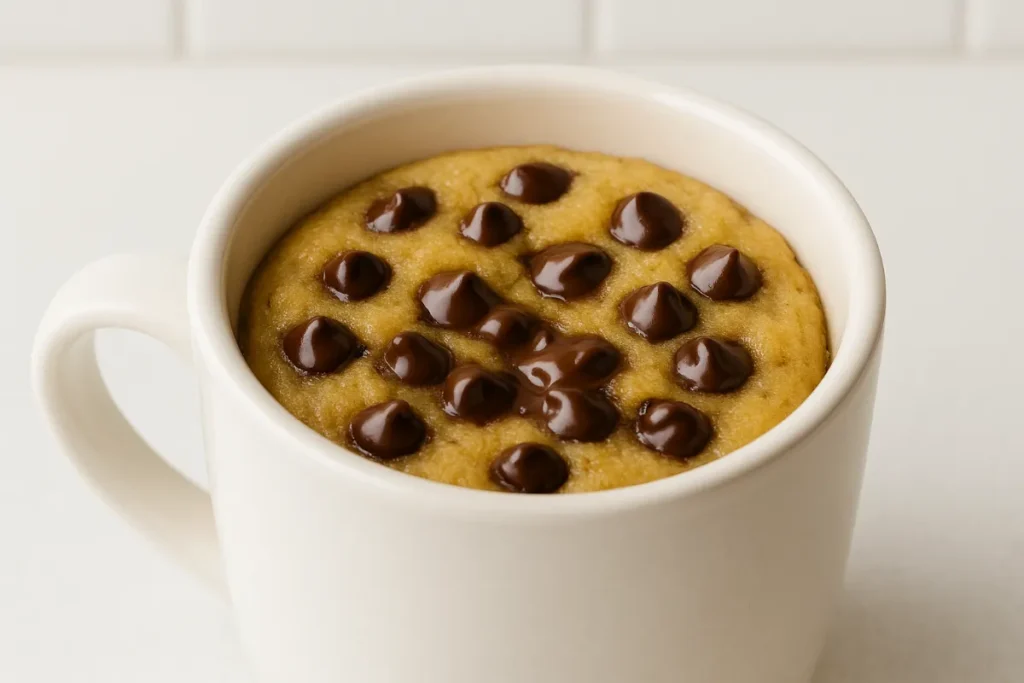 cookie mug cake in ceramic mug