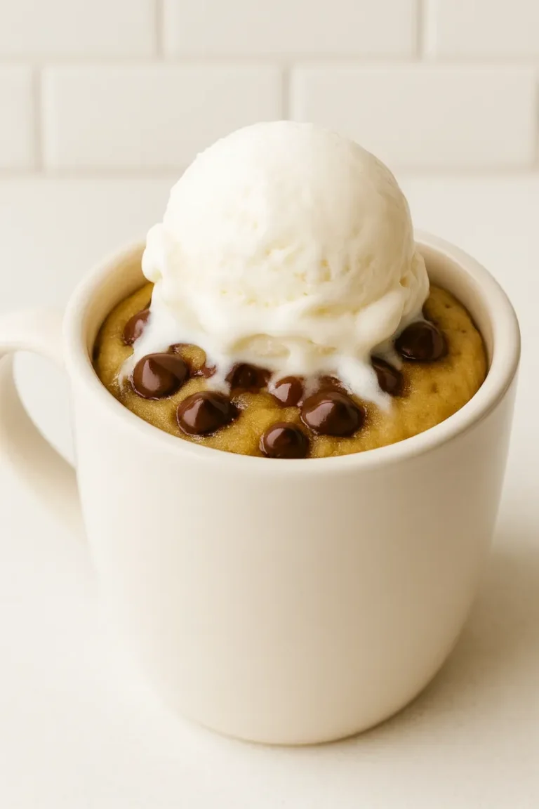 cookie mug cake with ice cream