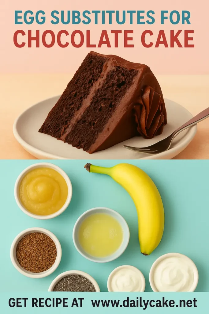 Pinterest graphic for egg substitutes in chocolate cake