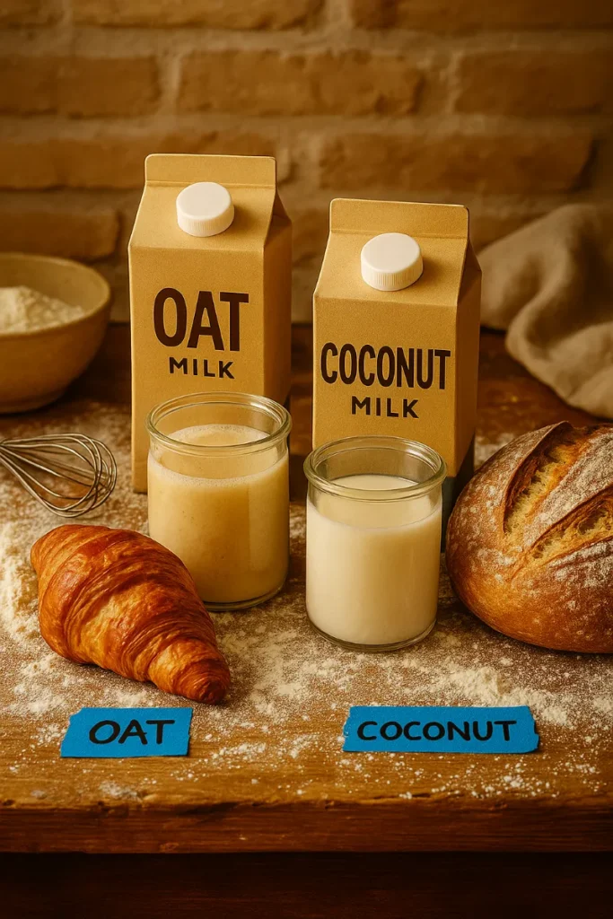 Oat and coconut milk for baking breads and pastries