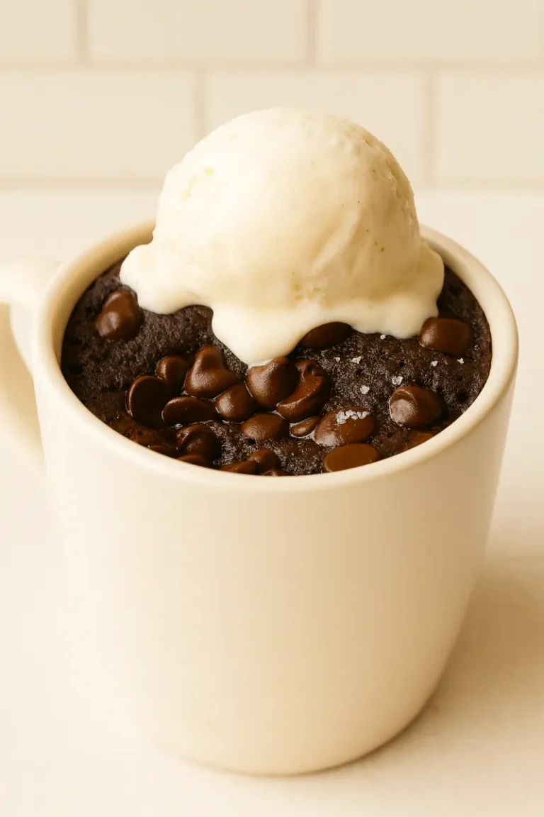 vegan mug cake with dairy-free ice cream
