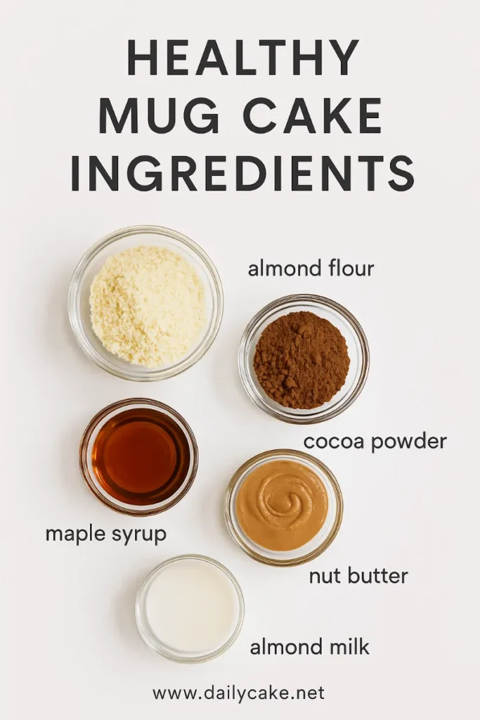 Ingredients for healthy mug cake laid out