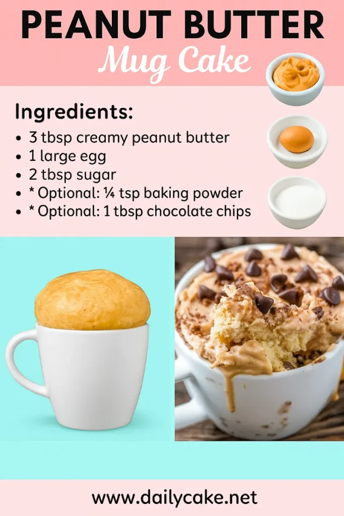 peanut butter mug cake Pinterest recipe pin