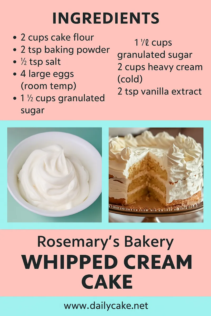Rosemary’s Bakery Whipped Cream Cake Recipe Pin rosemary’s bakery whipped cream cake recipe pin